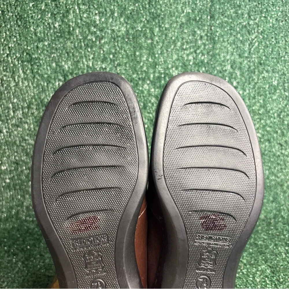 Predictions Leather Collection Brown Slip On Comfort Shoes Women 7.5